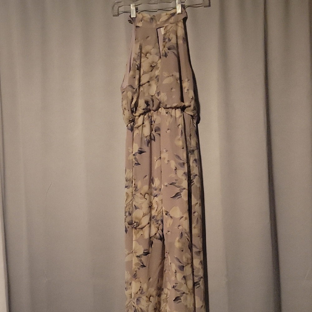 Sienna Sky Floral Maxi Dress in Cream and Gray